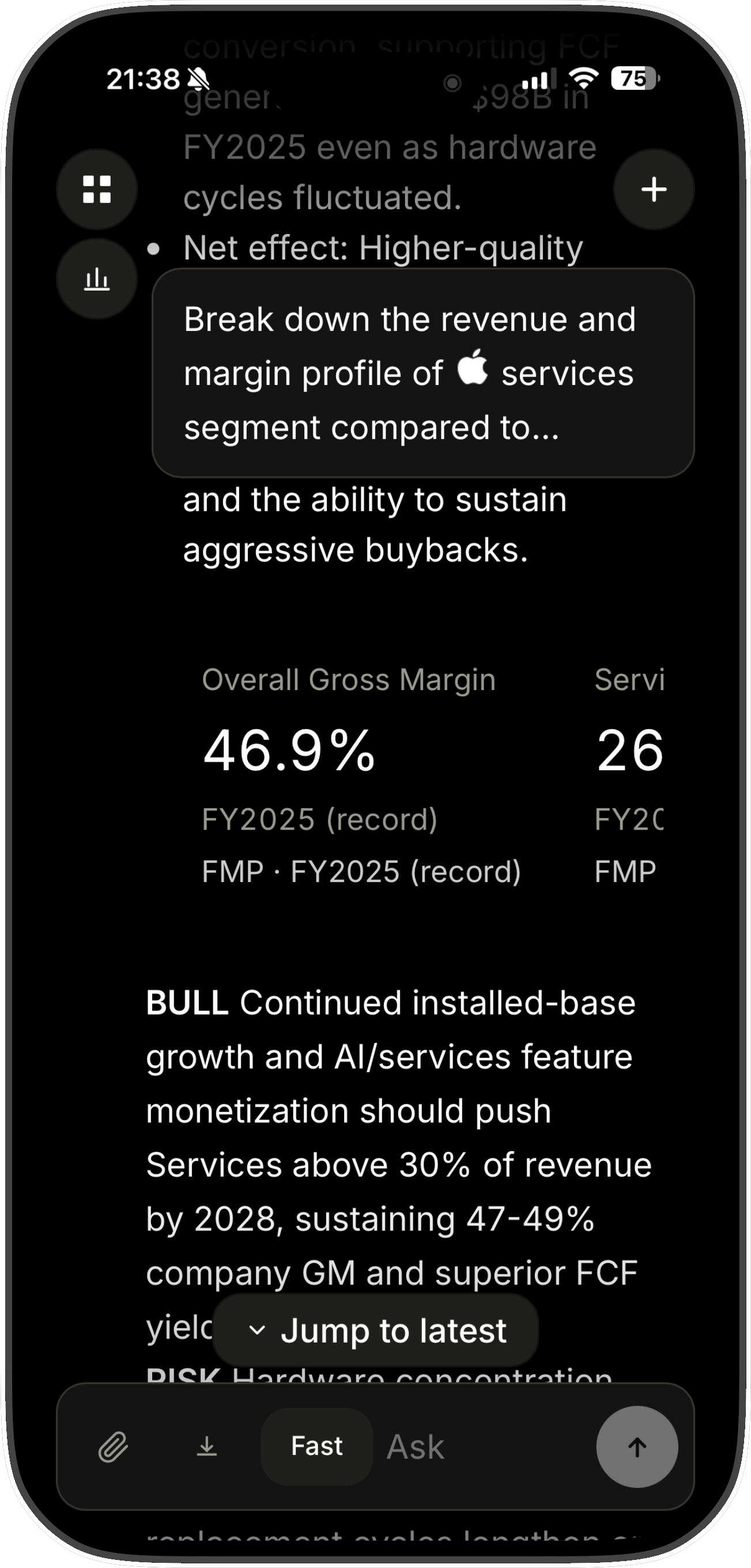 iPhone mit Blinx und Margenanalyse zum Apple-Services-Segment